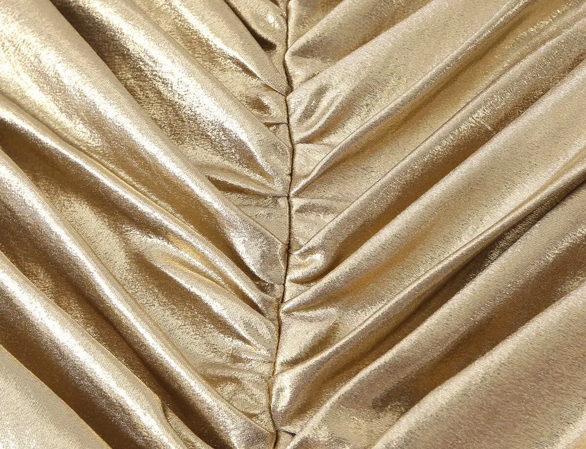 TFMLN 2026 Damen Glänzendes Gold Gerafftes Top Modisches Diagonal Plissiertes Ärmelloses Trägerloses Crop-Top Damen Abend-Partykleidung – Detail 7