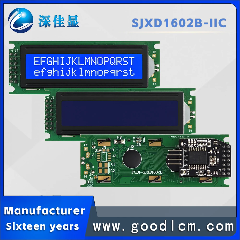Russian character screen IIC/I2C Interface SJXD1602B-IIC STN Blue Negative 16X2 LCD Screen Character LCM Display Module