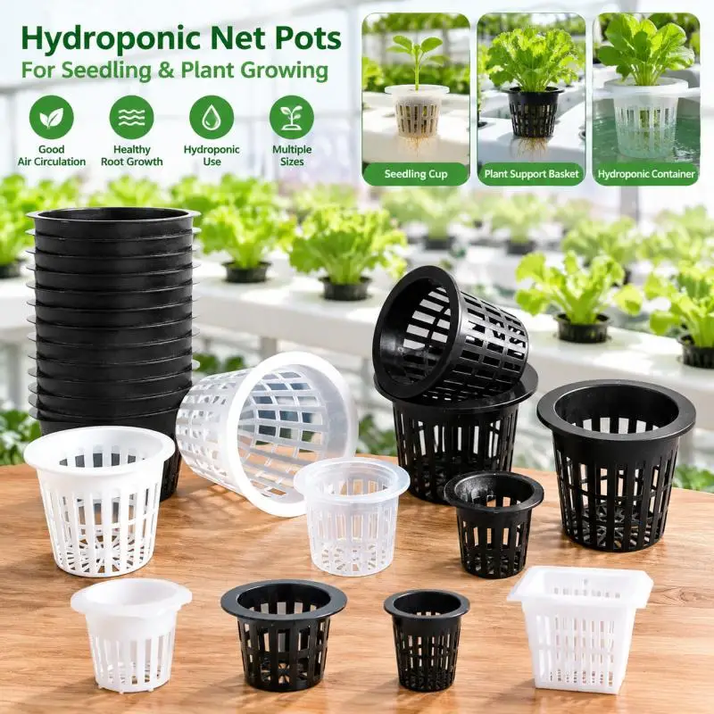 10~50Pc Black White Soilless Mesh Plant Grow Pot,Net Basket Holder Vegetable Nursery Cup Tray Sponge Hydroponic Colonization Pot
