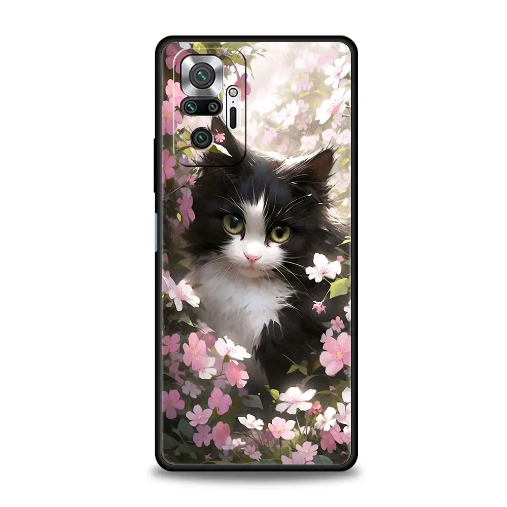 Phone Case For Xiaomi Redmi Note 14 13 12 5G 9S 9 10 11 Pro Plus 4G 9T 14C 13C 12C 10C 9C 9A Soft Cover Cute Detection cat