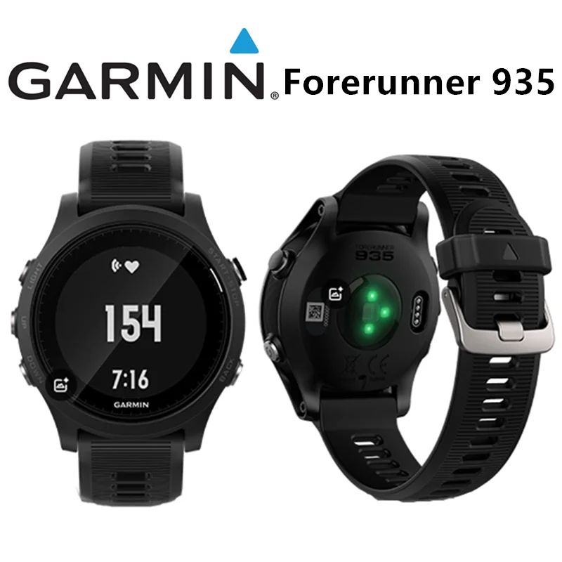 Garmin Forerunner 935 (Estate usato.) Orologio sportivo GPS per triathlon esterno con frequenza cardiaca ottica, versione inglese solista nera