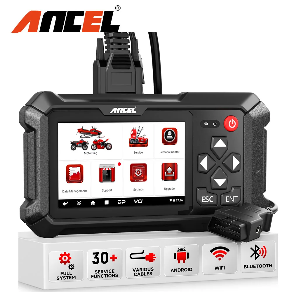 Ancel MT500 OBD 2 Motorcycle Scanner Full System Diagnosis ECU Coding 31+ Reset Auto Motorcycles Tools for SUZUKI/KTM/DUCADI