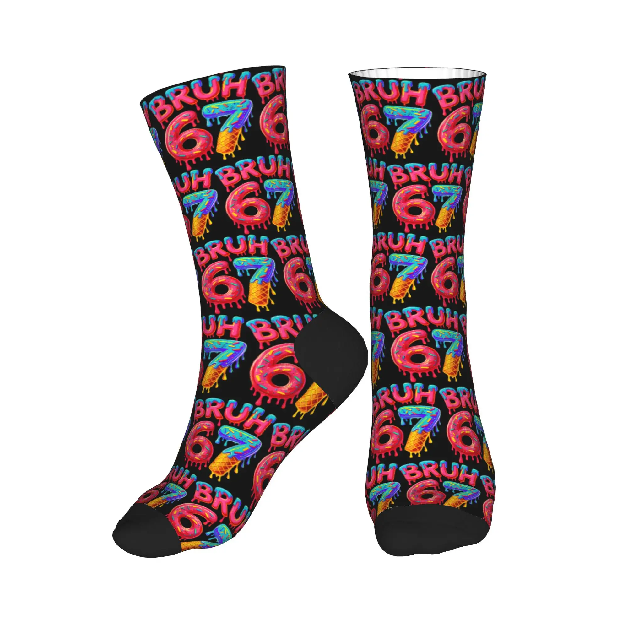 Bruh 67 Baseball Drip Number 67 Player 67th Birthday Socks Anti Stockings Men Quality Cycling Socks Autumn Funny Design Socks