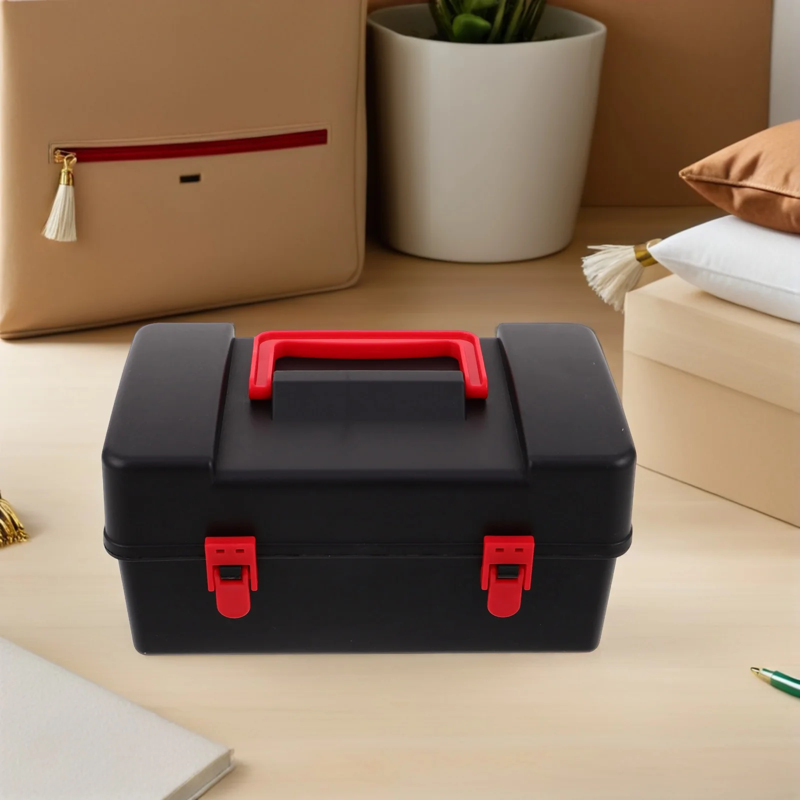 

Gyro Storage Box Black Plastic Battling Top Organizer With Handle Portable Carrying Case For Travel