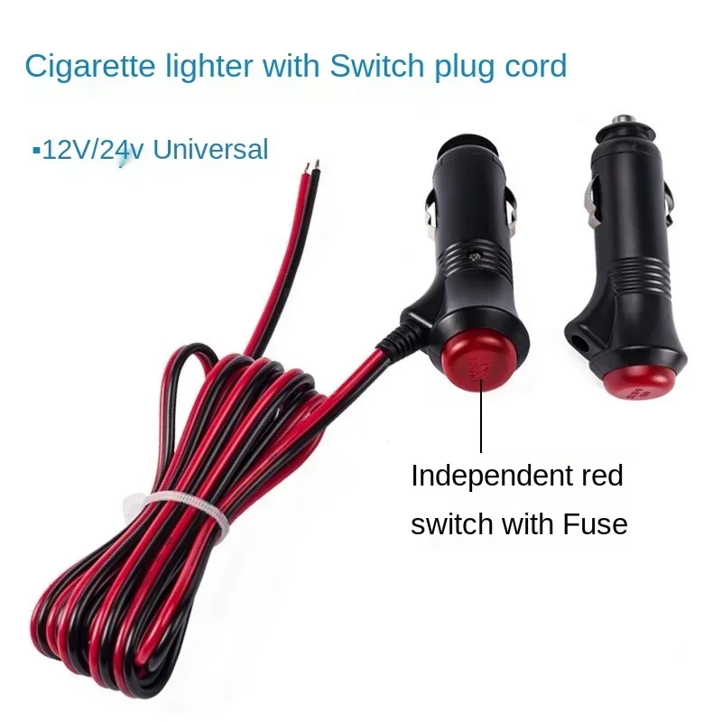 

12V 24V Car Motorcycle Male Cigarette Lighter Socket Plug Connector 1m/2m/3m Wire with Switch Charger Cable Socket Car
