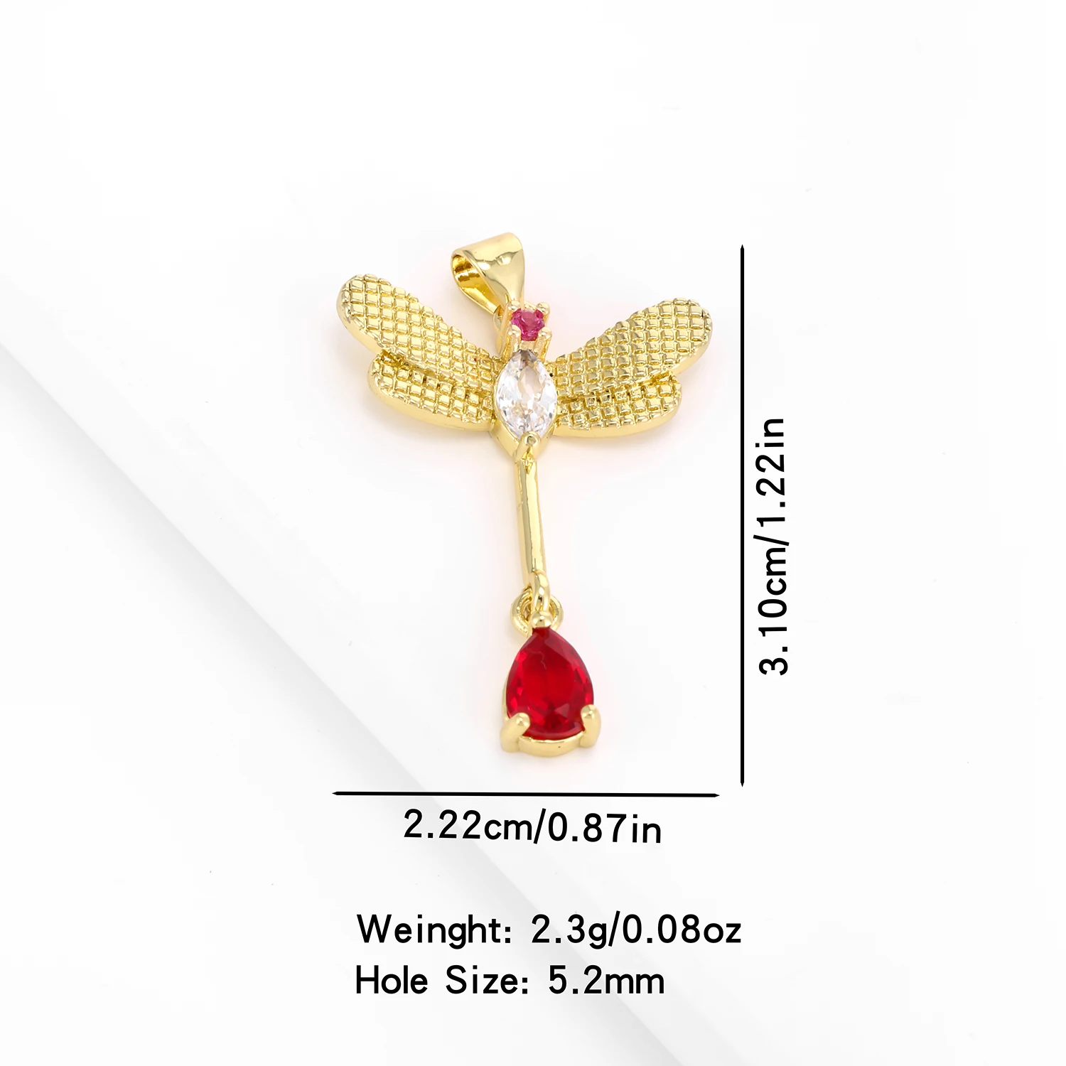 Elegant Red/Pink/Green Crystal Dragonfly Pendant Vivid Copper Jewelry Nacklace Accessories Dinner Party For Women Gift Wholesale