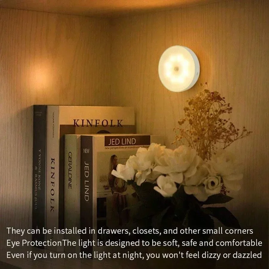 Christmas Gift Motion Sensor LED Night Light,Rechargeable Wall Lamp,Stairs Wardrobe,Indoor Step Lighting,Auto On/Off Bedroom