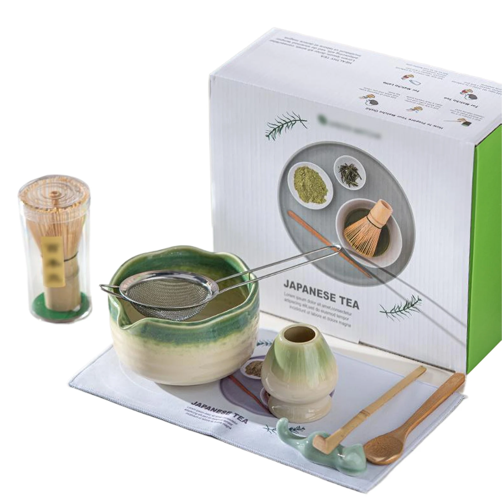 2025 New Petal Matcha Set 8PCS Glazed Matcha Kit with Matcha Bowl Whisk Spouted Tools Handcrafted Ceremony luxury Gift Box