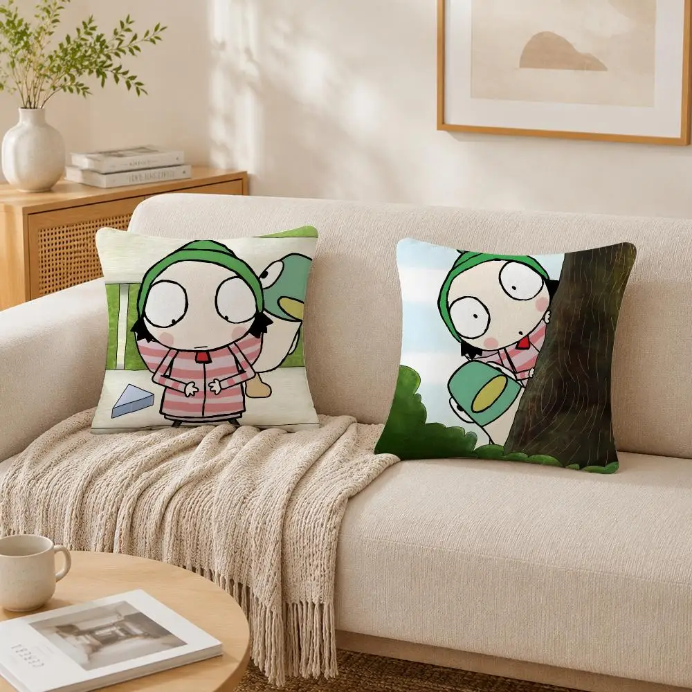 Cute Cartoon S-Sarahs And Duck Cushion Cover Plush Decorative Pillow Case With Hidden Zipper Cutecore Room Decor For Home