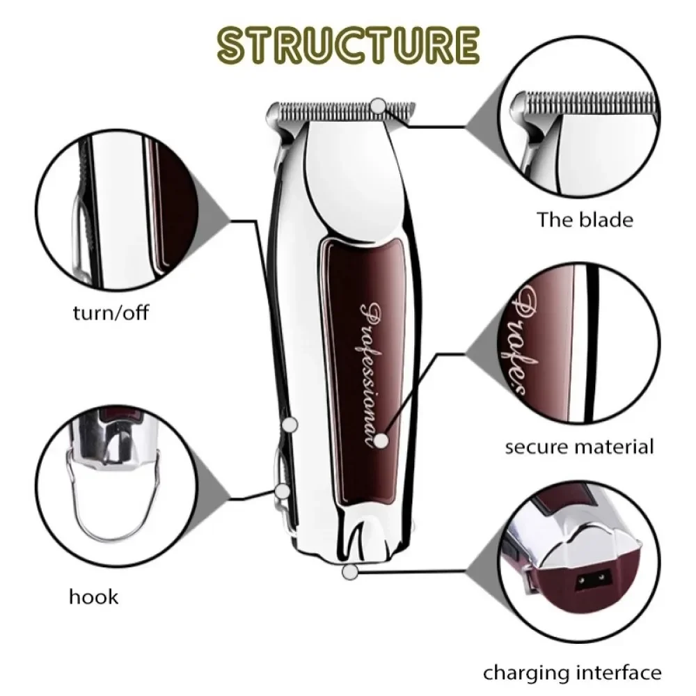 Kemei 9163 Men's Professional Hair Clipper Cordless Finishing Trimmer Electric Shaver for Professional Beard Barbering