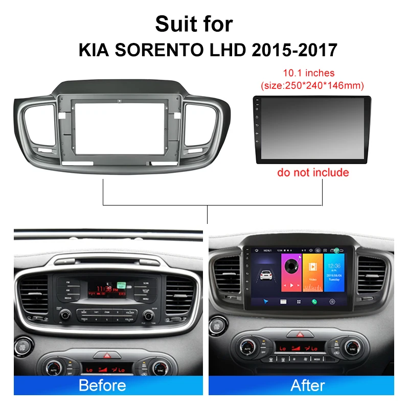 10.1 بوصة لكيا سورينتو LHD 2015 2017 راديو السيارة Fascias أندرويد MP5 مشغل ستيريو 2Din رئيس وحدة لوحة الإطار #2