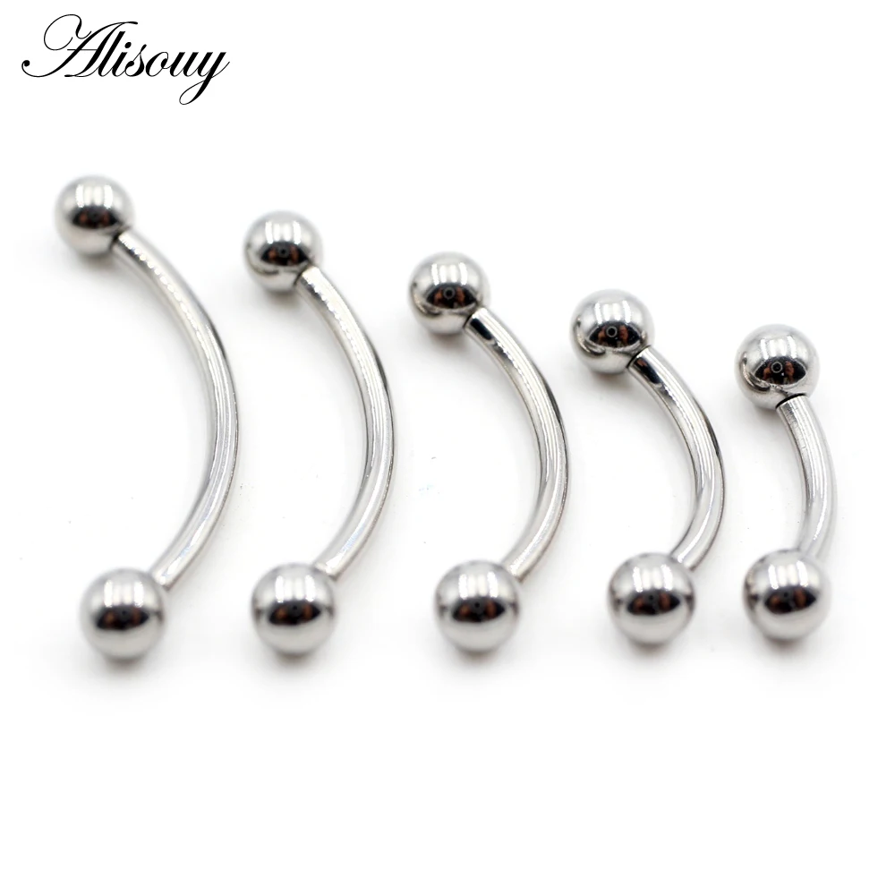 1 Piece Punk Internally Thread Titanium Ball Eyebrow Curved Tongue Ring Snug Daith Cartilage Helix Earring Piercing Body Jewelry