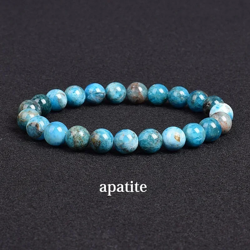 Genuine Natural Stone Bracelet Apatite Lapis Lazuli Agate Crystal Tiger Eye High Quality Gem Beads Bracelet Homme Jewelry Bangle
