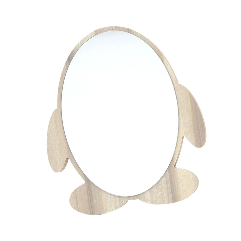 1 szt. Drewniane lusterko do makijażu, urocze lusterko stołowe, wyraźne odbicie, solidna drewniana podstawa, idealne do toaletki w sypialni.