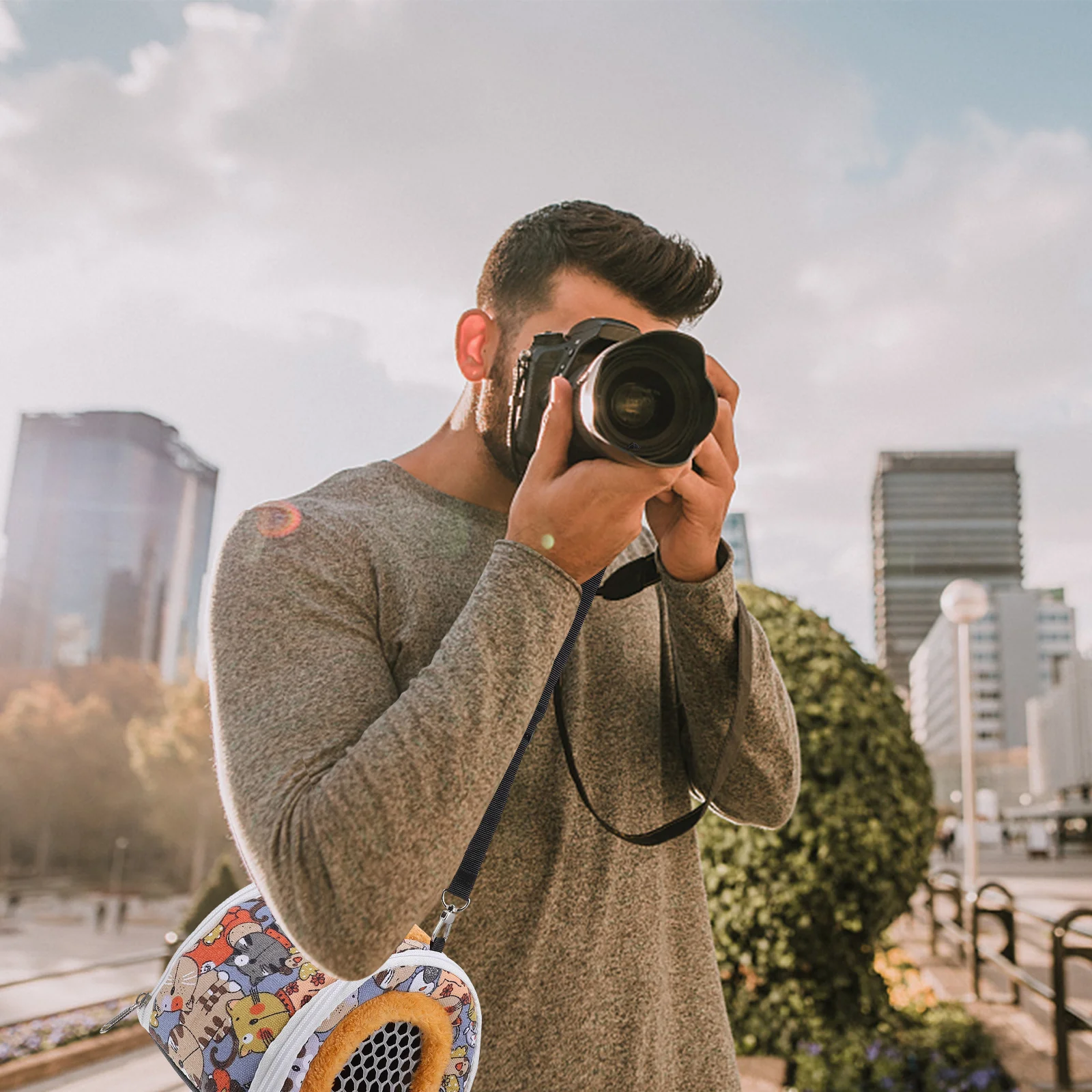 

Travel Bag Animal Pattern Backpack Ferret Carrier Pet Hamster Carrying Small Animals