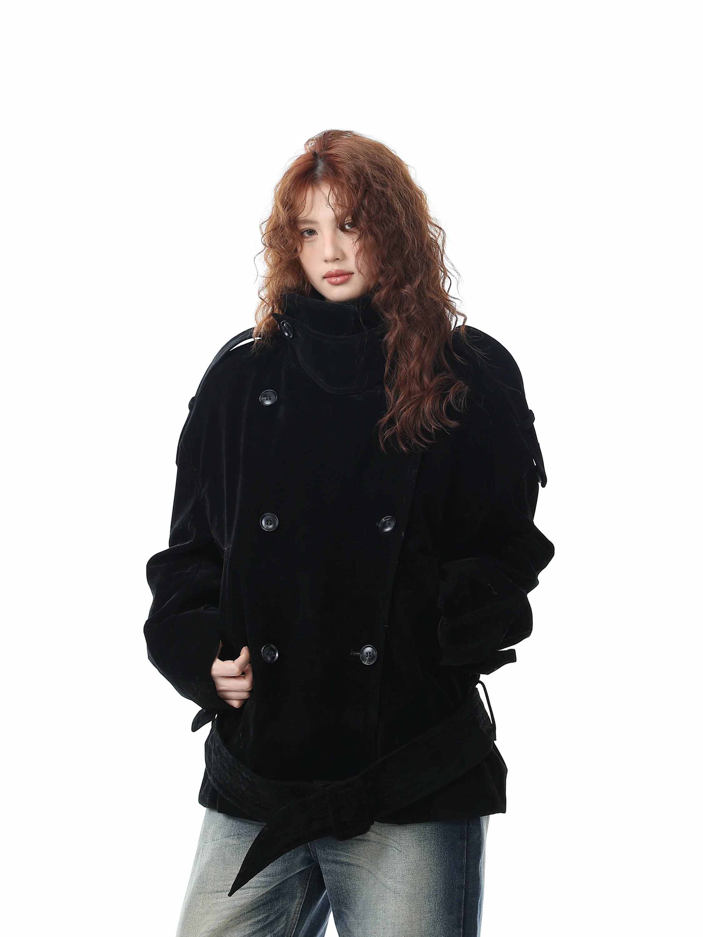 

American Sle Thiened ort down Jaet Suede Windbreaker Coat Stand Collar Men Women Winter Warm Retro Sle Clothing