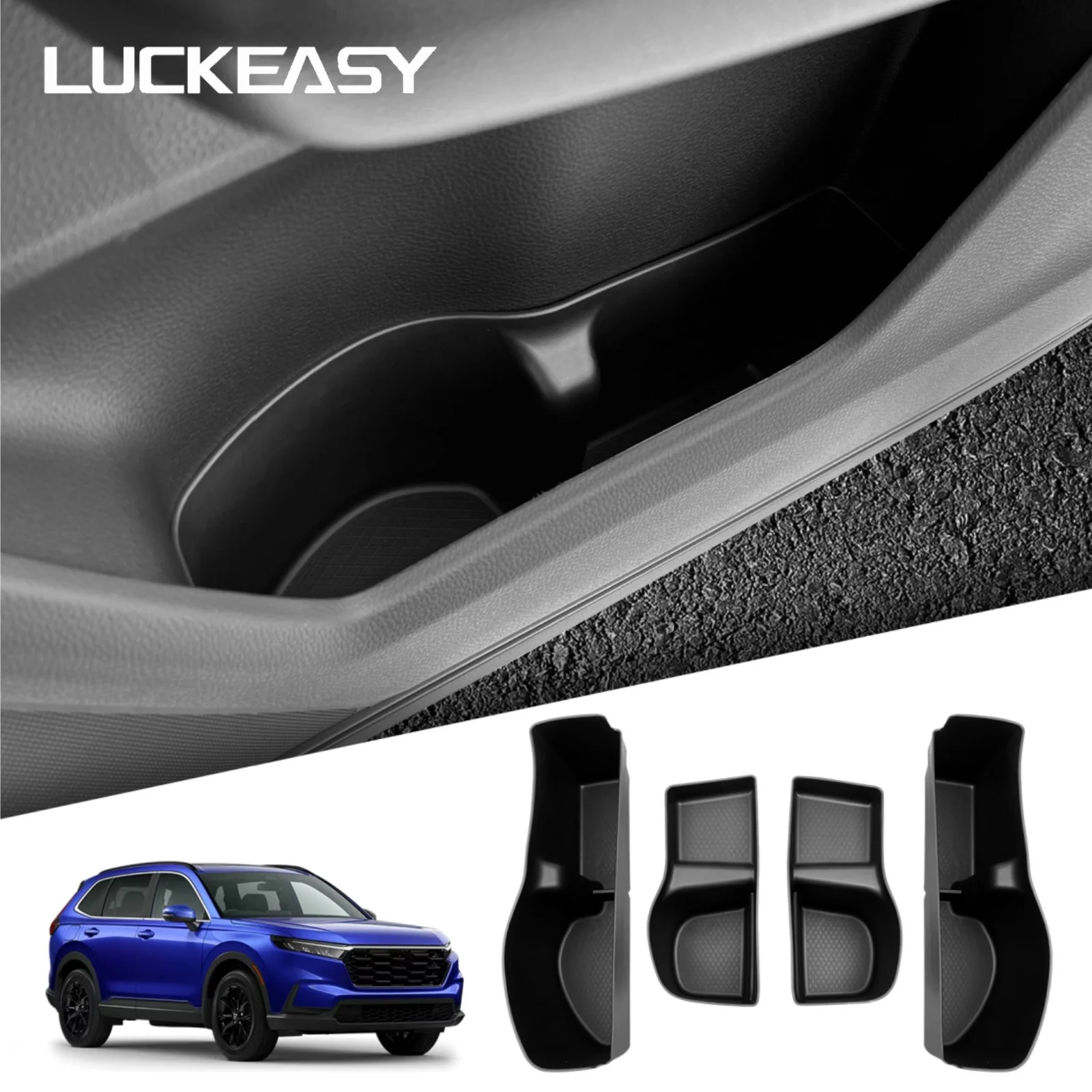 LUCKEASY Left Drive for Honda CR-V 6th Gen 2023-2026 TPE Car Door Side Storage Box Front Rear Door Handle Organizer Accessories