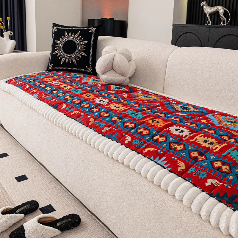 

Home Decor Mats Bohemian Ethnic Style 2025 New Winter Thickened One-Piece Non-Slip Sofa Cushion Seat Cover Soft Cozy