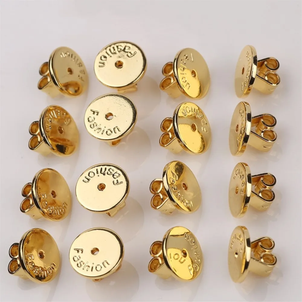 10 قطعة 6/8mm18K مطلية بالذهب القرط الخلفي الأذن التوصيل حظر قبعات عودة السدادات DIY بها بنفسك القرط استبدال صنع المجوهرات أجزاء #2