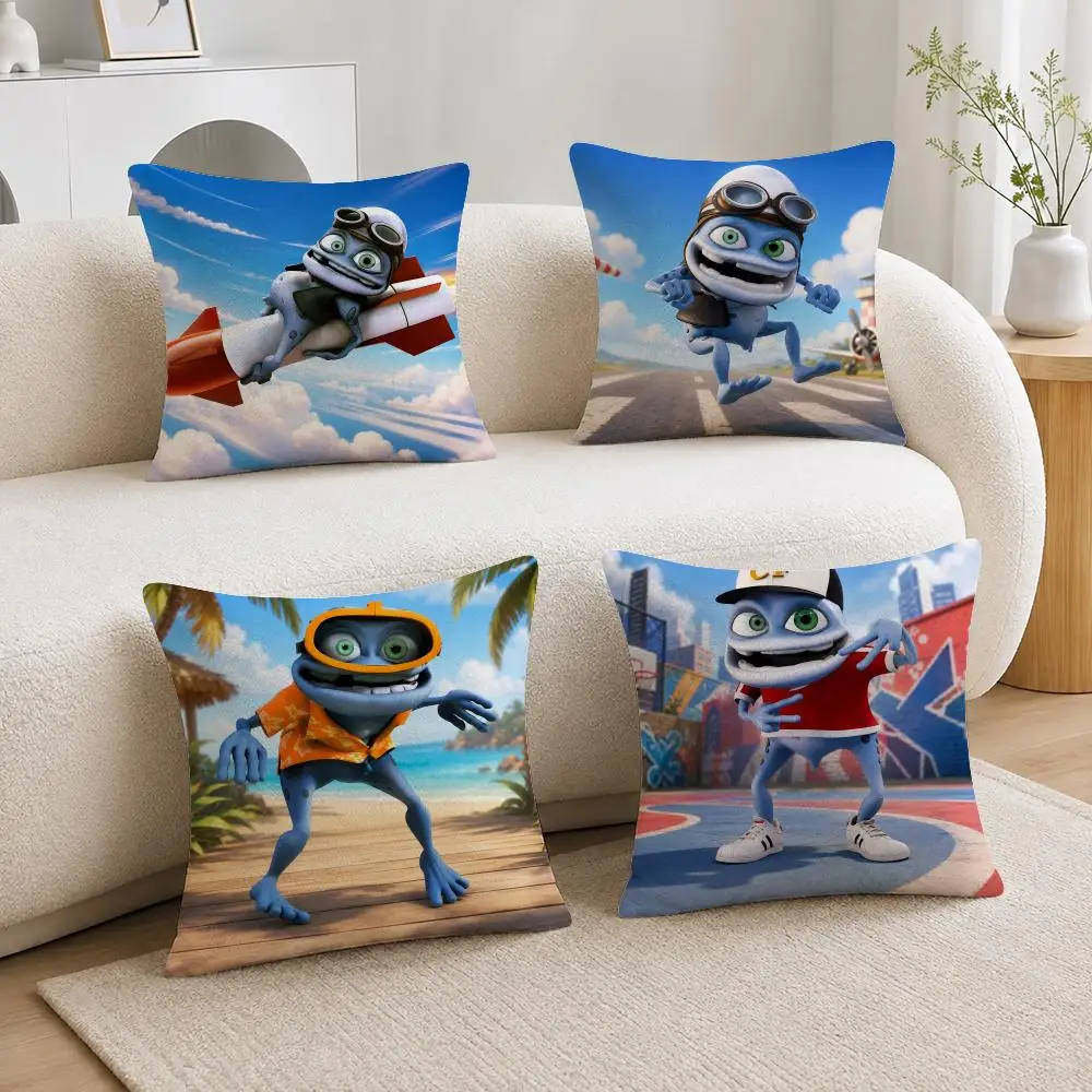 Character Crazy Frog Cushion Cover Soft Plush Cushion Covers Fluffy Throw Pillow Cases for Sofa Bedroom Home Decor
