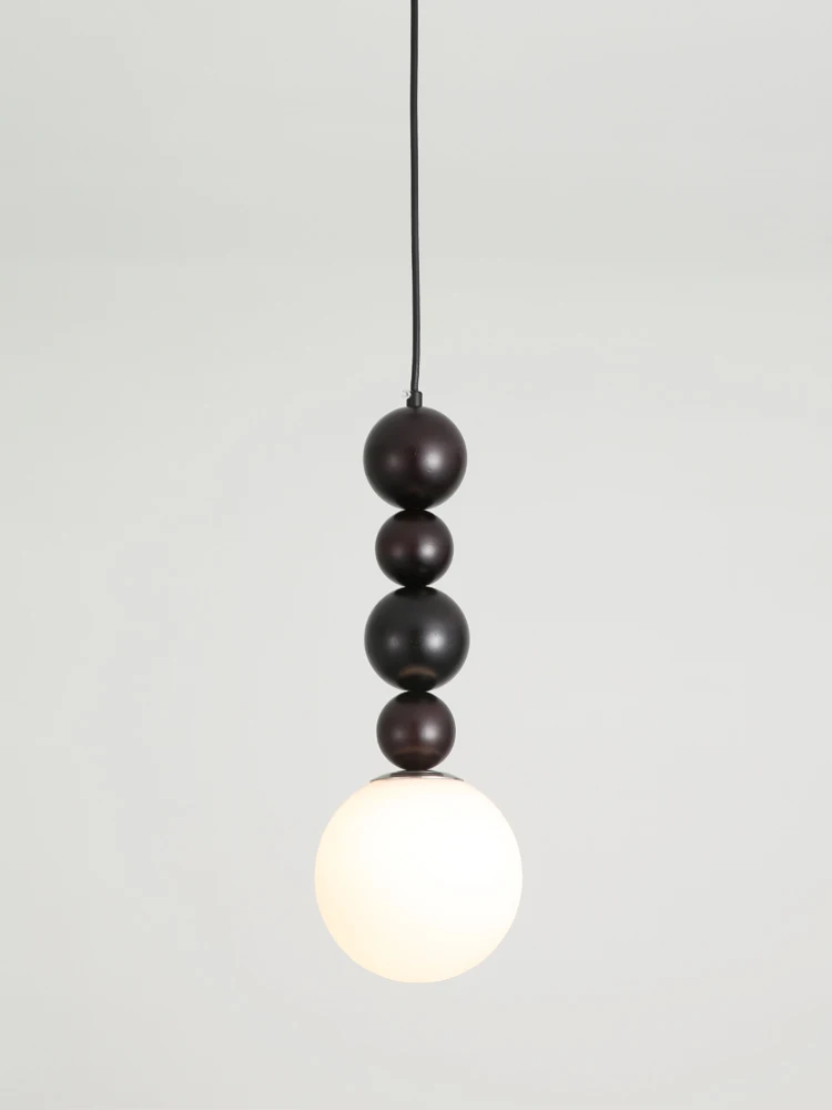 Retro Bedside Hanging lamp LED Solid Wood Suspension luminaire Black Walnut Restaurant Bar Bedroom Home Deco Fixtures