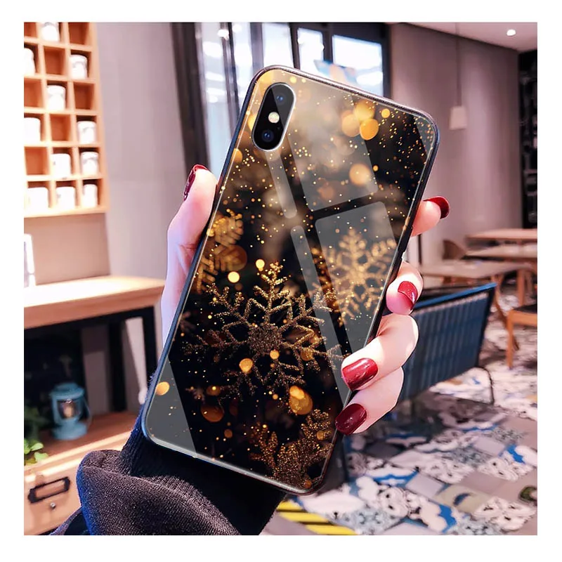 

Glass phone case For Samsung S25 S24 S23 S22 Ultra S24 Plus A55 A16 A54 A15 A56 A36 S25 FE Winter Christmas snowflake