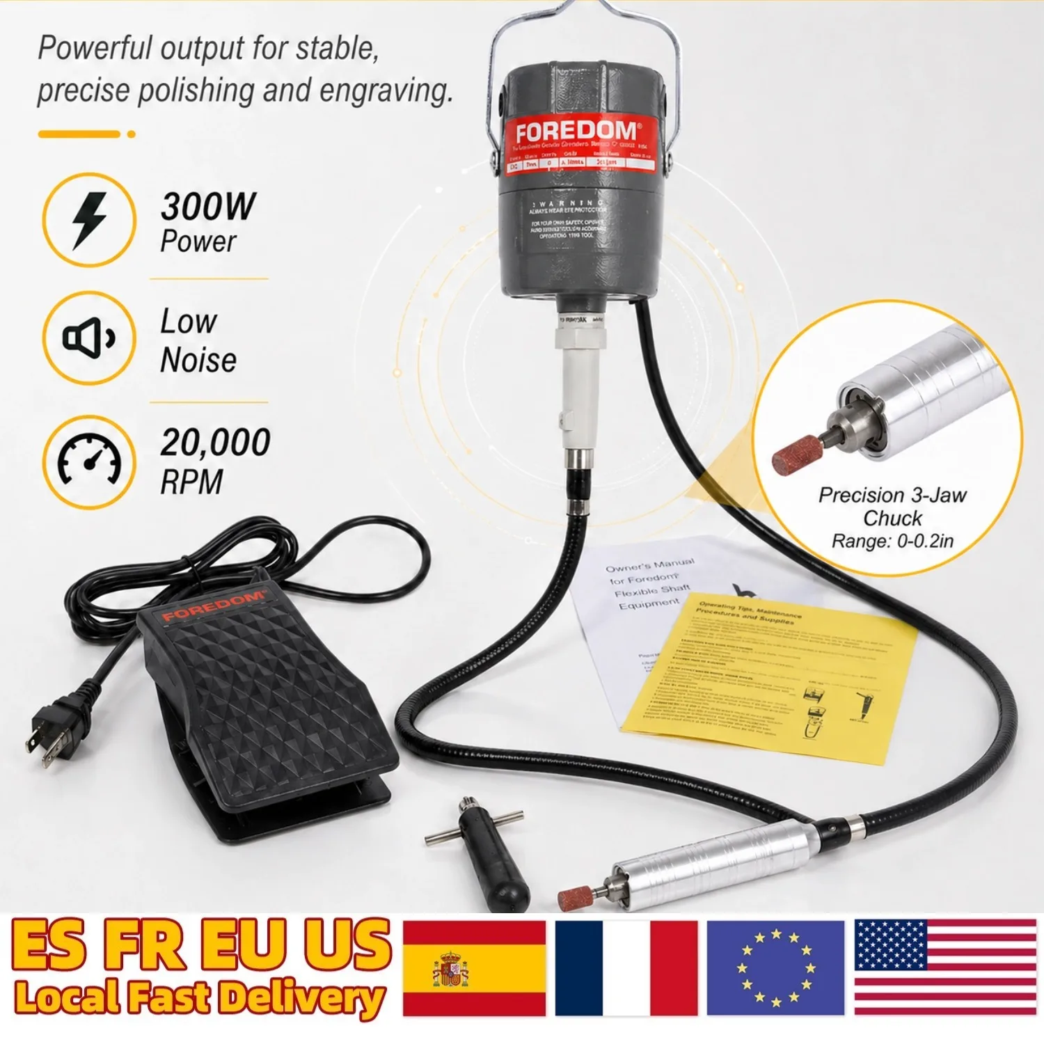 110V CC30 Flexshaft Grinder Polishing Machine 24000RPM Jewelry Hanging Motor Polisher Flexible Shaft Grinder Rotary Tools Flex Shaft Jewelry Polishing & Stone Carving Tool Jewelry Tools Equipment