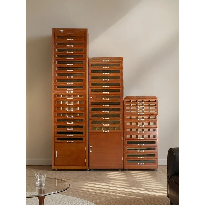 

Multi-drawer glass door retro tea set cabinet Wenwan jewelry storage removable pain cabinet