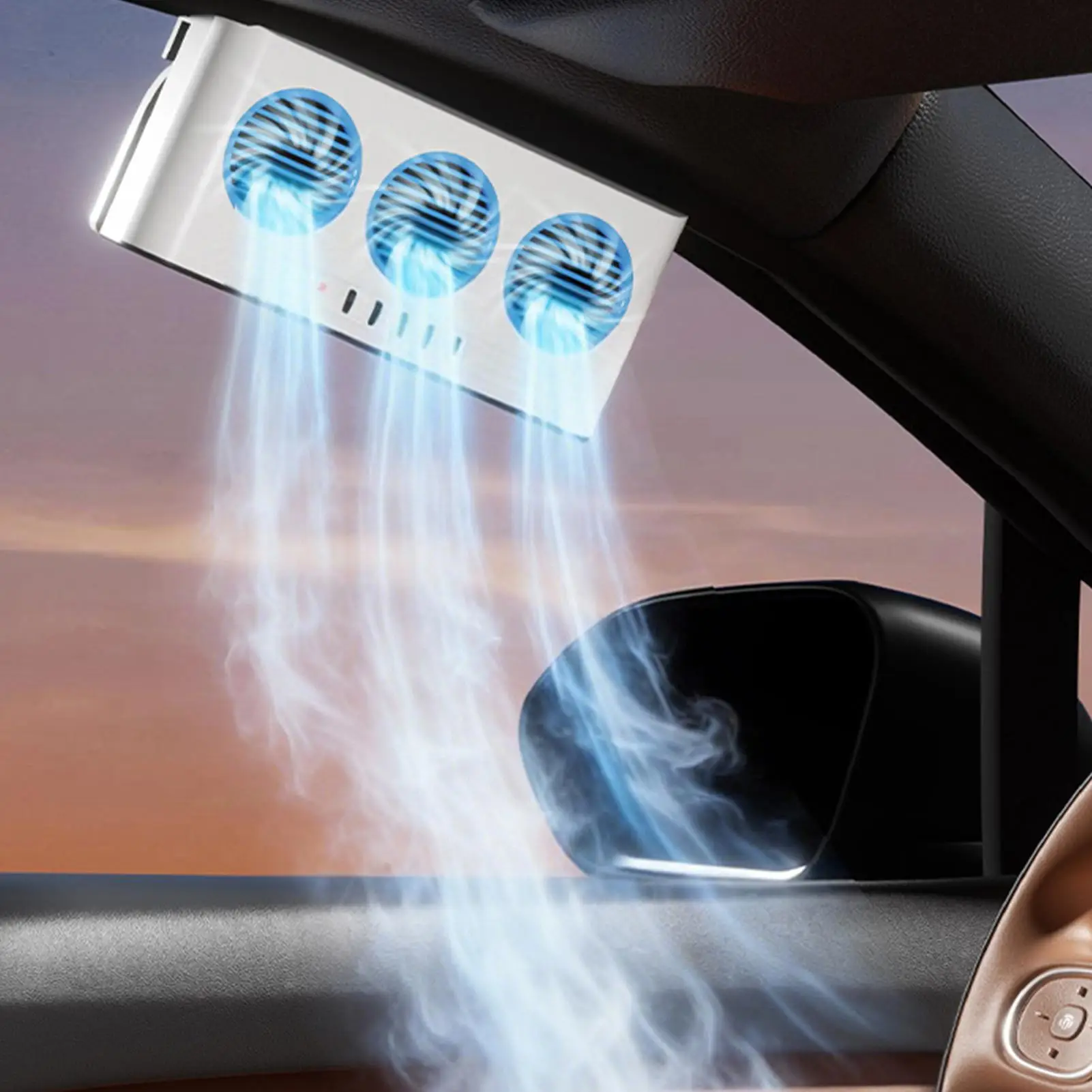 Car Window Cooling And Ventilation Fan Car Interior Air Circulation Exhausted Fan Automotive Cooling Blower With 3 Air Outlets