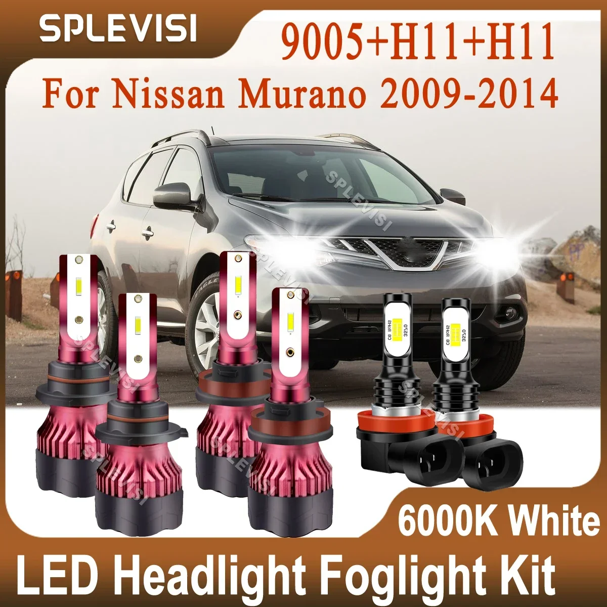 

300% Upgraded Bright White LED Headlight Foglight Replace For Nissan Murano 2009-2014 2009 2010 2011 2012 2013 2014