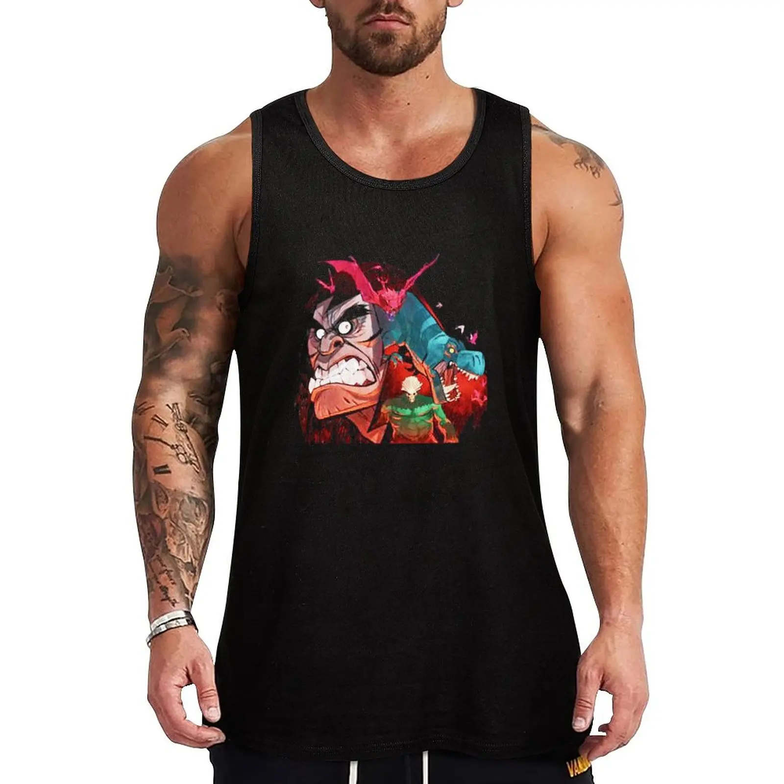 

Genndy Tartakovsky Primal Spear Fang Tank Top men gym clothing Japanese t-shirt gym training accessories Men's gym t-shirt