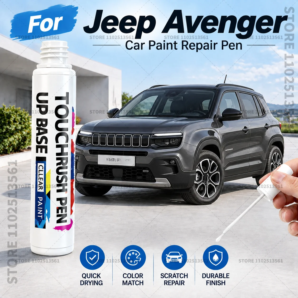 Car Scratch Repair Paint Pen Automotive Touch Up Pen Quick Dry Brush For Vehicle Paint Damage Repair For Jeep Avenger White Blue