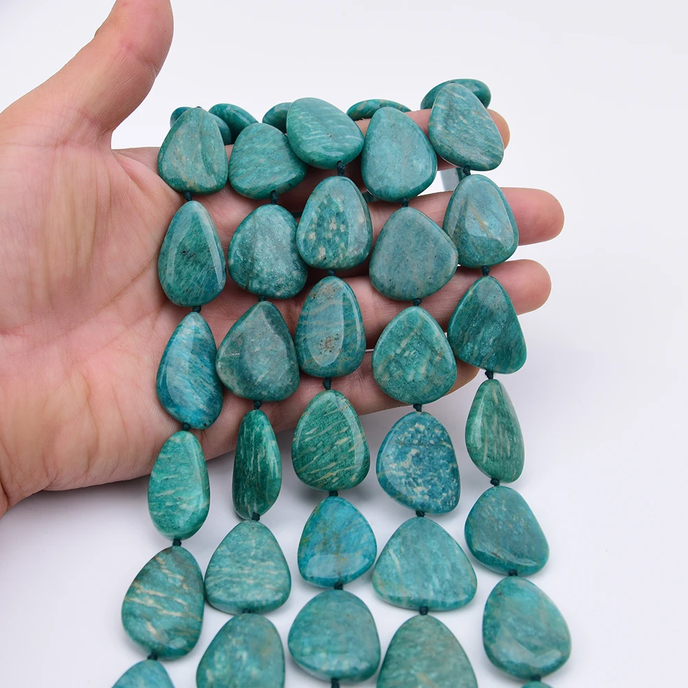 APDGG Natural Green Amazonite Jaspers Triangle Stone Loose Beads 16