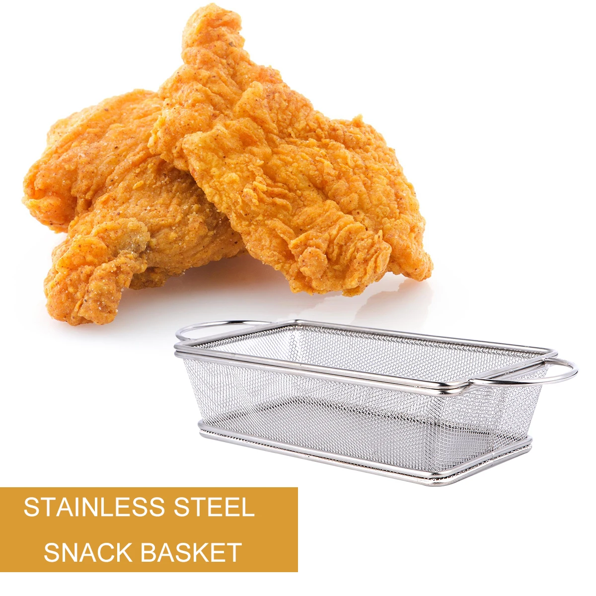 

Efficient Stainless Steel Mesh Frying Basket with Dual Handles for Easy Lifting Fry Draining Cooking At Home Or Food Stall