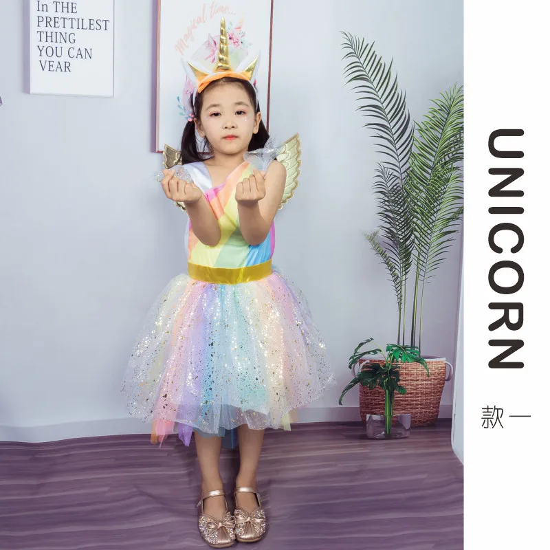 Cute Unicorn Princess Costumes Suit Girls Festival Party Costume Cosplay Cartoon Animation Show Outfit Dress Clothes puntelli