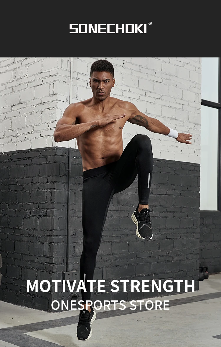 VANSYDICAL Kompressionshose für Herren, Laufhose mit reflektierendem Streifen, Basketball-Leggings, Workout, elastische Taille, Hose für Herren – Detail 2