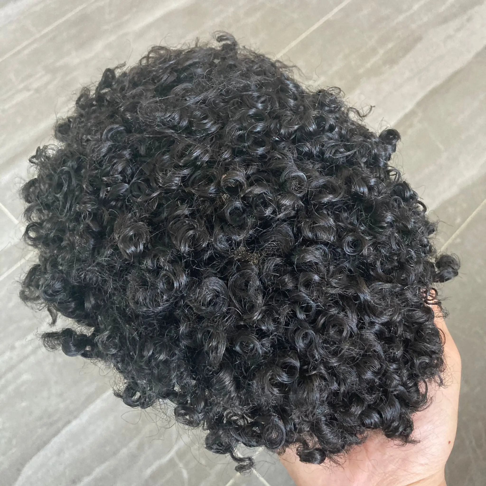 Peruca Afro Encaracolada com Base de PU para Homem, 100% Cabelo Humano, Pele Invisível, Toupee Super Durável, Preto, Loiro, Marrom, Prótese de