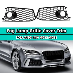 HONEYCOMB Glossy Black Car Fog Light Grill Cover For Audi A7 2014 2015 2016 2017 2018 S7 RS7 Front Bumper Lamp Grille 4G8807681G