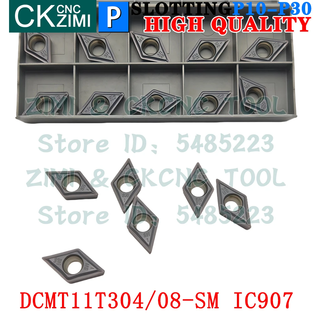 10PCS DCMT11T304 DCMT11T308 SM IC907 Carbide Turning Inserts CNC Cutting Tool for Steel Stainless Steel