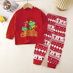 New Kids Boys Girls Pajama Sets Long Sleeve Cute T-Shirt Tops with Pants Toddler Baby Sleeping Clothing Sets Merry Christmas