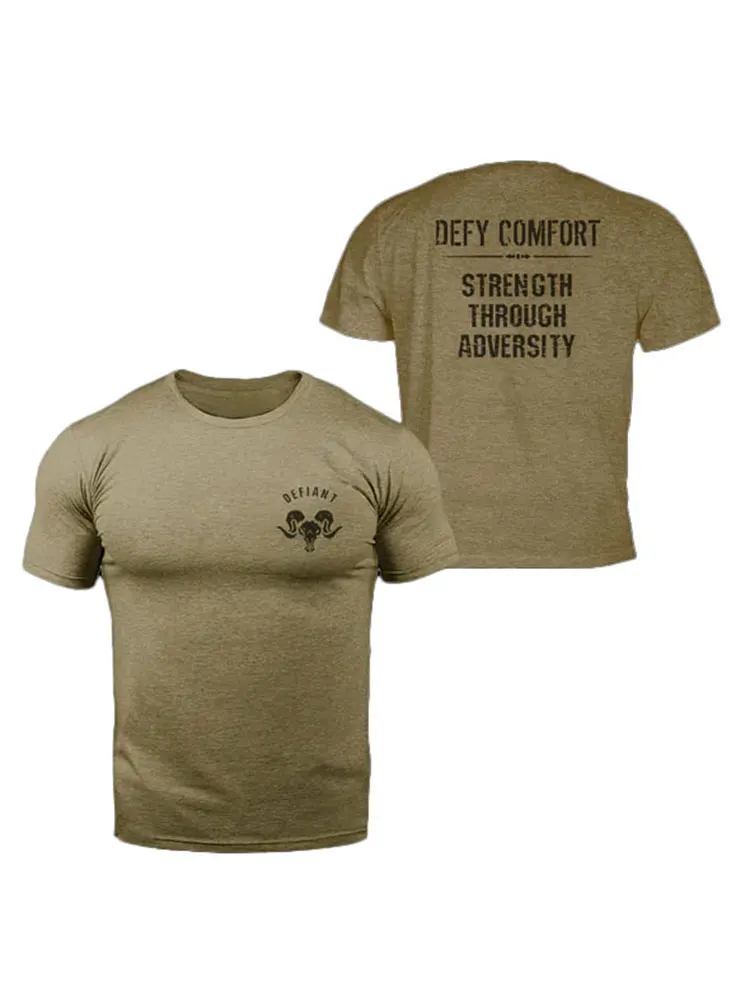 Men's Gym Strength Though Adversity Printed T-shirt Street Vintage Tough Guy T-shirt Everyday Casual Short-sleeved T-shirt