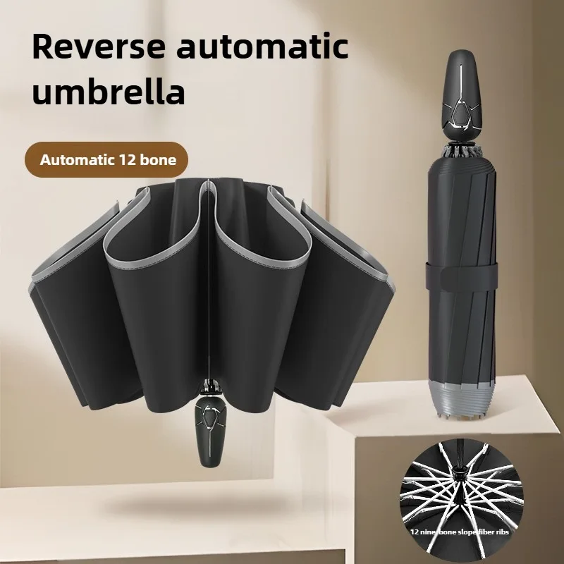 Reverse Umbrella Windproof Strong Big Size Folding Automatic Umbrella Woman Creative Foldable Large Umbrella Rain Waterproof