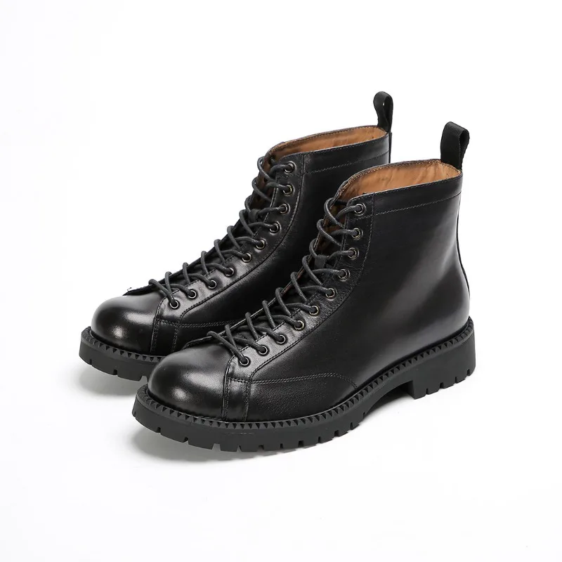 Retro Mens Genuine Leather Ankle Boots Luxury Handmade Comfortable British Style 2026 New Fashion Social Business Shoes Man