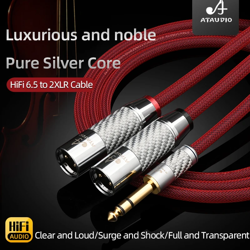 

ATAUDIO HiFi HiFi 6.5mm to 2XLR Audio Cable Pure Silver Core 6.5 TRS Stereo Jack to 2XLR 3Pin Male /Female Mixer Amplifier Cable