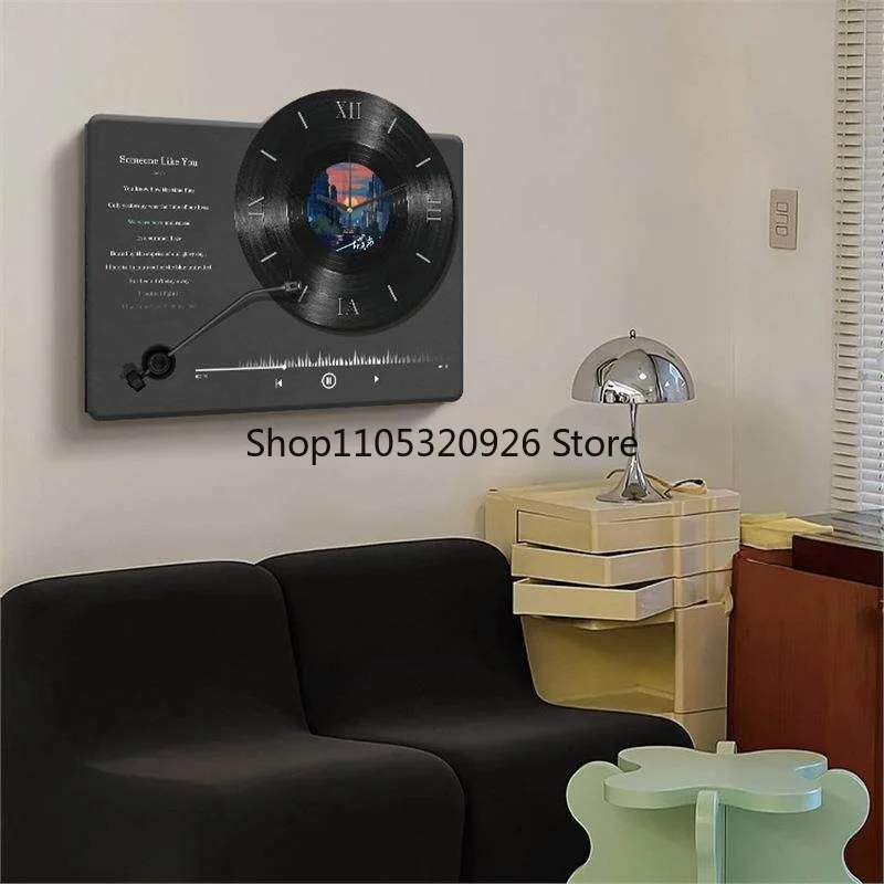 Vinyl record meter box decorative painting wall clock high sense niche art distribution box hanging painting restaurant