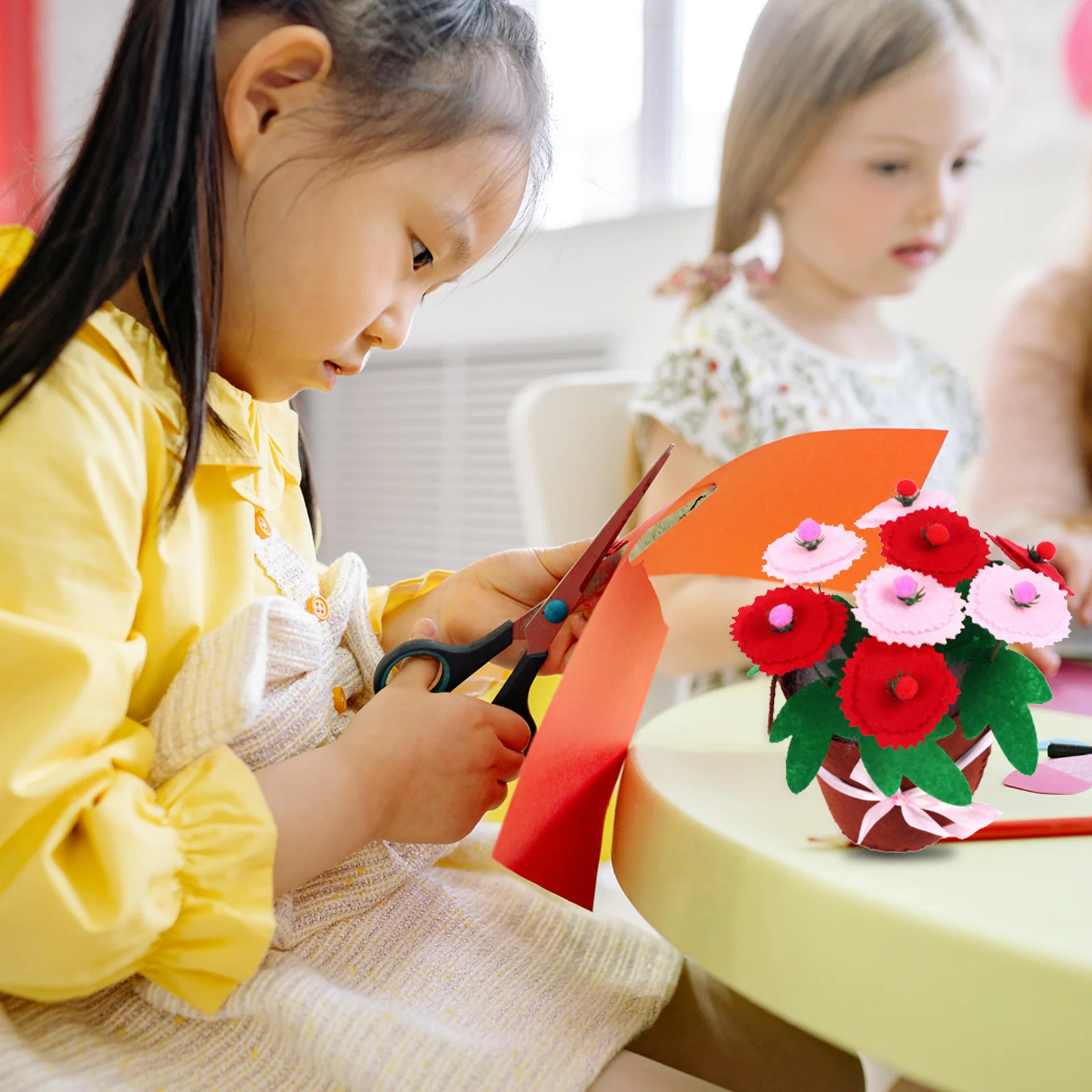 

4 set Kids Diy Nonwoven Flower Pot Set Bright Colors Easy Assembly Educational Fun Activity For Children Holiday Present Home