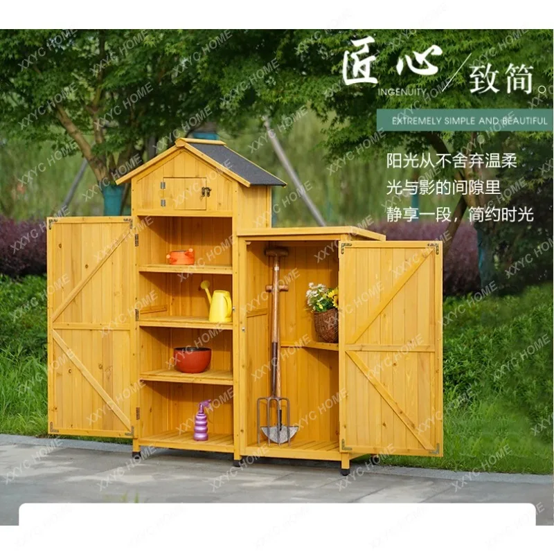 XX Outdoor Tool Room Storage Cabinet Anti-Corrosion Solid Wood Cabinets Garden Courtyard Storage Cabinet