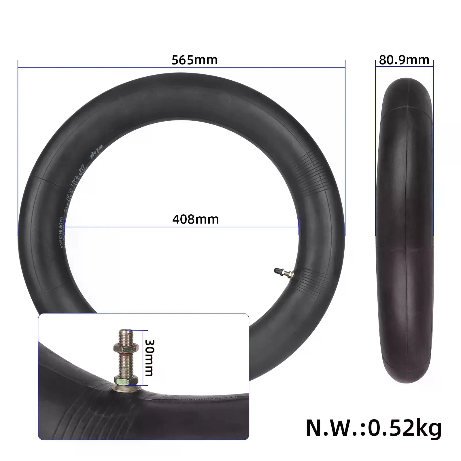 

Straight mouth inner tube 20inch electric bicycle snow vehicle spare tire accessory electric scooter