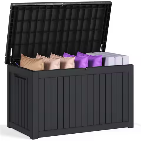 230 Gallon Outdoor Storage Box, Resin Deck Box, Waterproof and UV Resistant Package Delivery Box for Patio Cushions, Pool Suppl