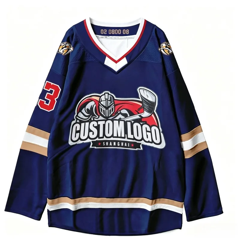 Unisex Knight Inspired Ice Hockey Jersey 3D Print Custom Team Logo Graphic Breathable Long Sleeve Fan Top Adults Kids